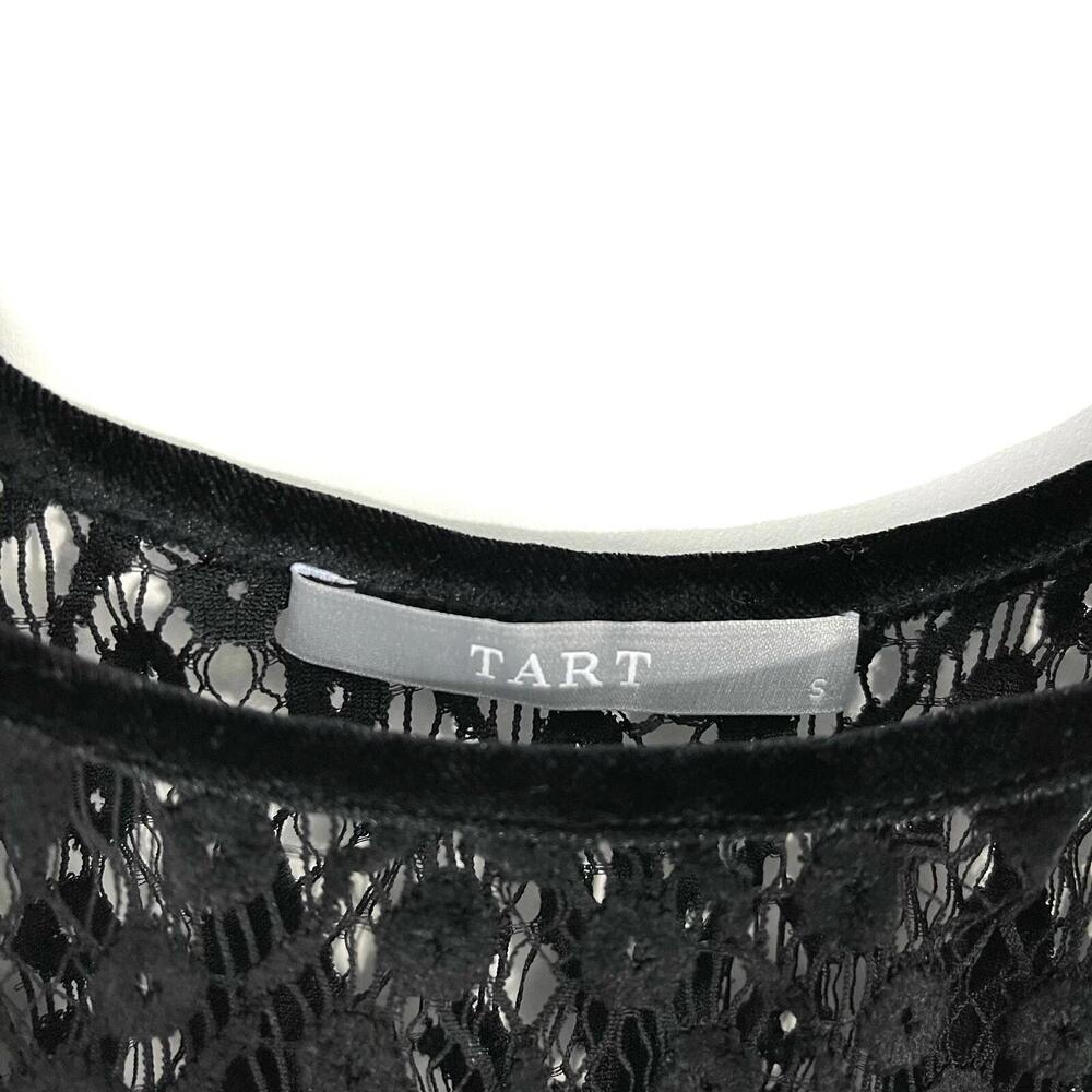 Tart Collections Women’s Size Small Black Cupro Lace Velvet Trim Sheer Tank Top - Picture 3 of 8